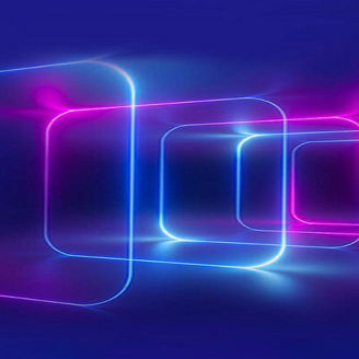 purple-blue digital squares one behind the other