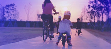Cycling during sunset