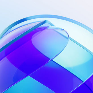 Gradient transparent curve glass, 3d rendering.