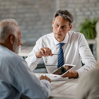 Businessman talking to a client