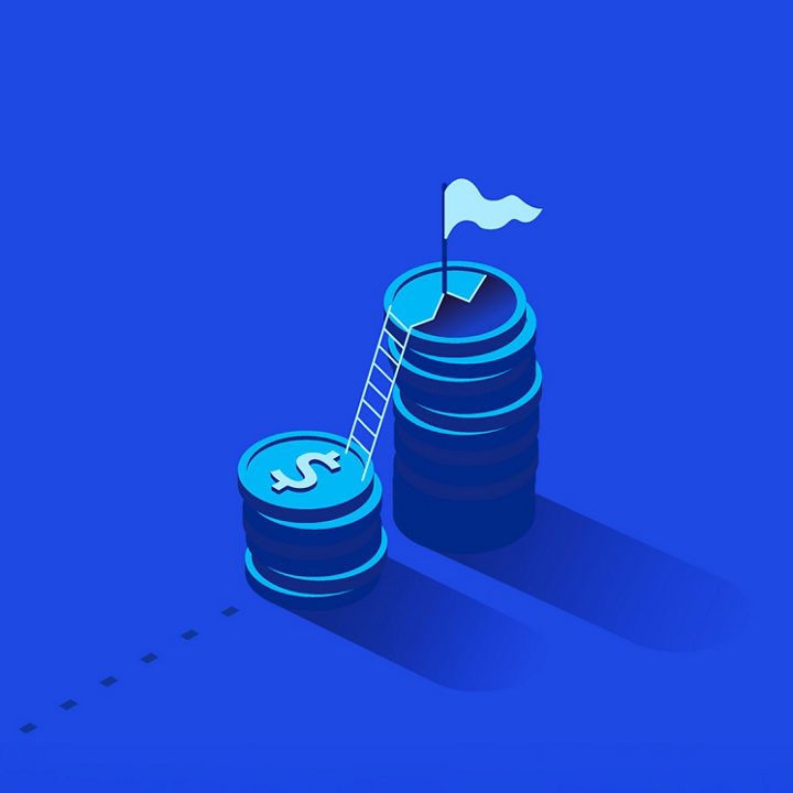 Debt Advisory – Illustration of a stack of coins and a ladder