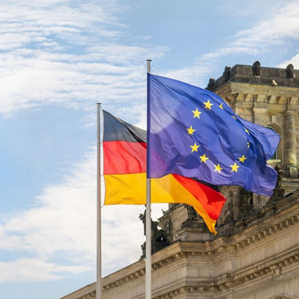 German and European flags