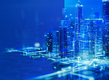 Digital cityscape representing advanced technology