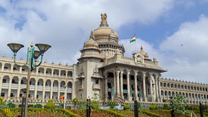 Largest legislative building in India - Vidhan Soudha , Bangalore with nice blue sky background.