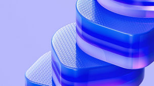 Pink and blue illuminated corrugated shapes. Geometric abstract background.