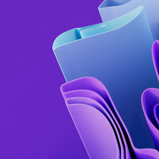 Purple and Blue 3D Ribbons form a Multicolored abstract background. 3D Render with copy-space. 
