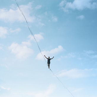 Man walking on line