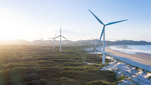 Wind power station by the sea