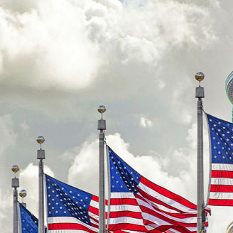 Usa Flaggen vor Haus