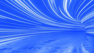3D Rendering of curved tunnel in cobalt blue