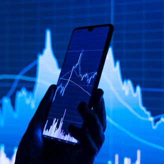Financial data analysis graph, forex trading background