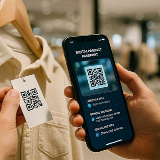 Eine Person scannt ein QR-Code