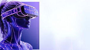 Lila Person mit VR-Brille