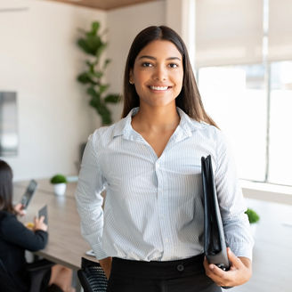Employee holding document file
