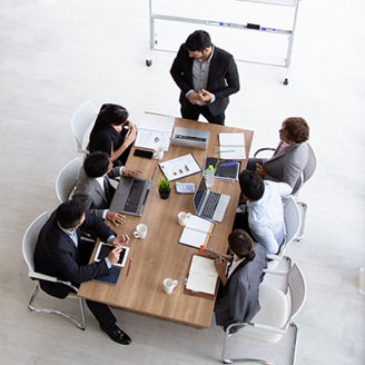 Employees in a meeting