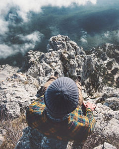 Man overseeing mountain