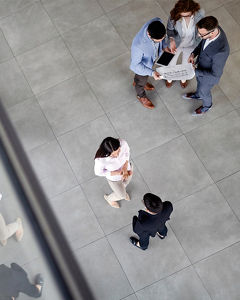 People in the atrium from above