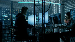 Group of Teenage Hackers Attacking Cyber Security Servers from Their Underground Hideout. Place Has Dark Atmosphere, Multiple Displays, Cables Everywhere.; Shutterstock ID 680078812; purchase_order: kpmg advisory; job: ; client: ; other: 