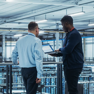 Men in technical room