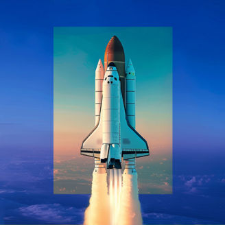 rocket flying into sky