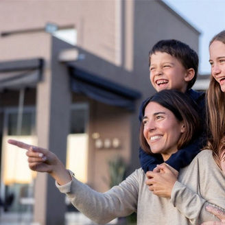 Family in front of their house
