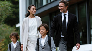 Family walking outdoors