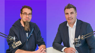 ari kouhia and karri tomula in podcast studio