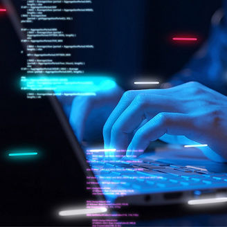 Finger on laptop