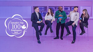 Five colleagues sitting in a bar en