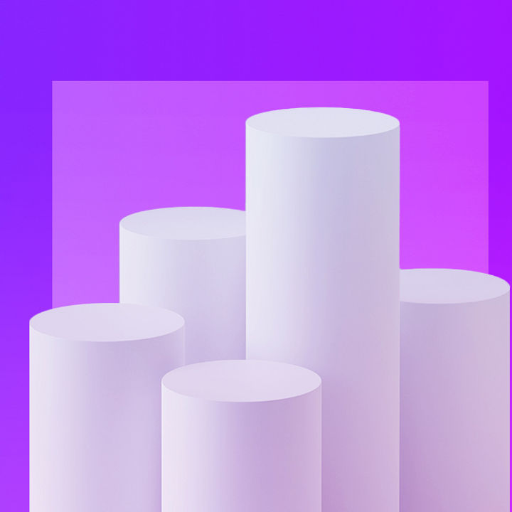 Four white cylanders different heights banner