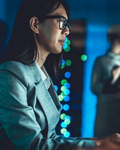 Woman on the screen