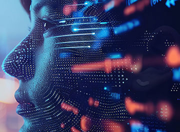 Man looking at tablet