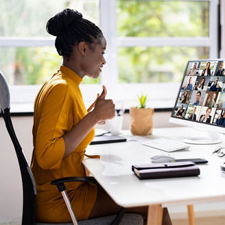 woman in a web meeting