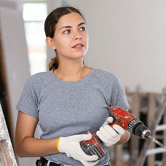 Women with a drill