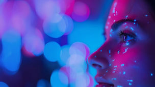 Woman with neon lights