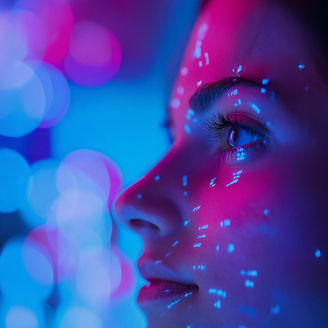 Woman with neon lights