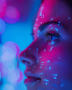 Woman with neon lights