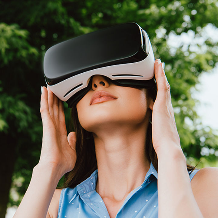 Woman with VR glasses