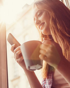 Woman looking at mobile phone