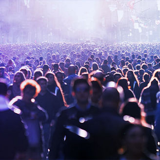 Blurred crowd of unrecognizable at the street