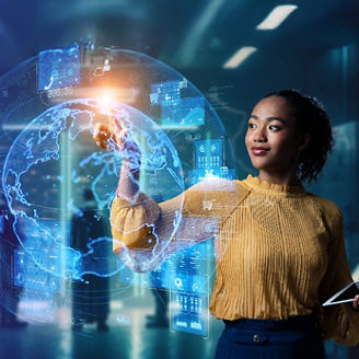 Woman activating technology