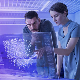 People on a virtual screen