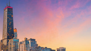 Skyscrapers before sunset