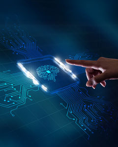 Finger auf virtuellem Screen