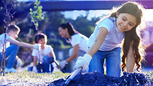 Girl doing gardening