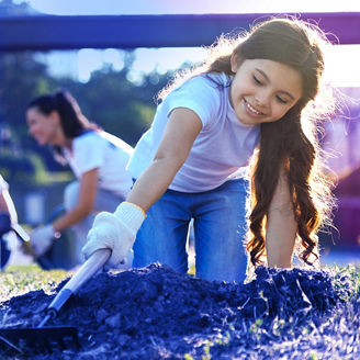 Girl doing gardening