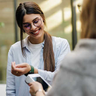 Girl looking at her wrist