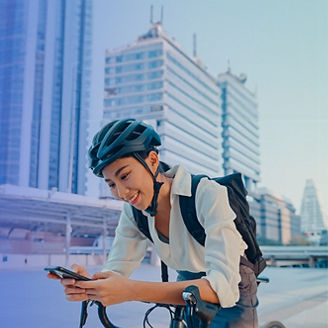 Girl on bike smiling