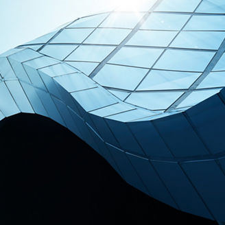 Modern architecture business building abstract curve line details steel facade background .