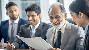 Indian Businessman Meeting Financial Experts, Investor Checking Documents